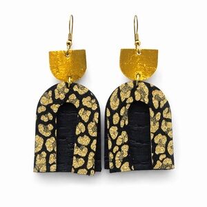Black and Gold Patterned Earrings